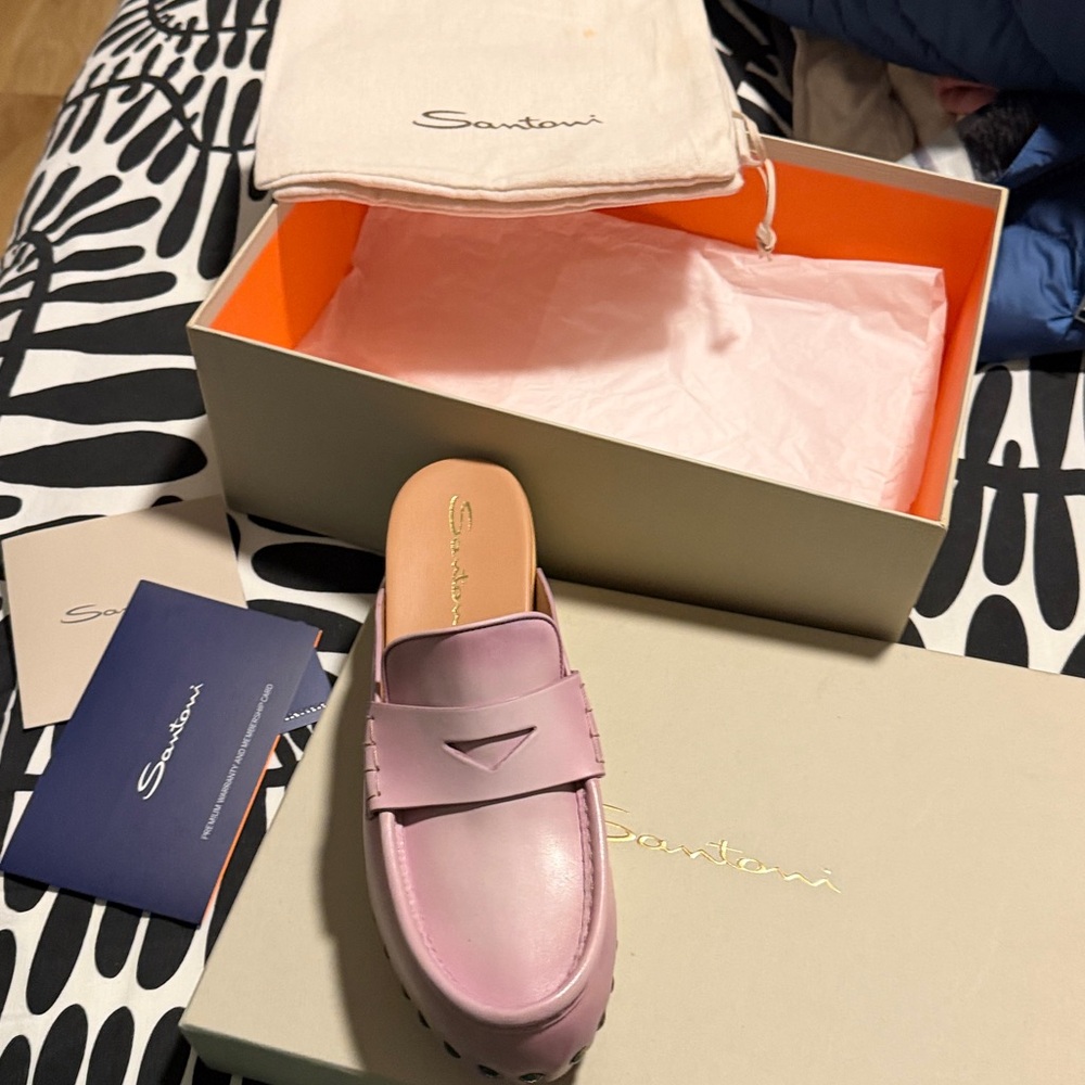 NIB santoni penny loafer clogs sz 39.5 lilac adorable for summer $758 90% off! - Picture 3 of 5